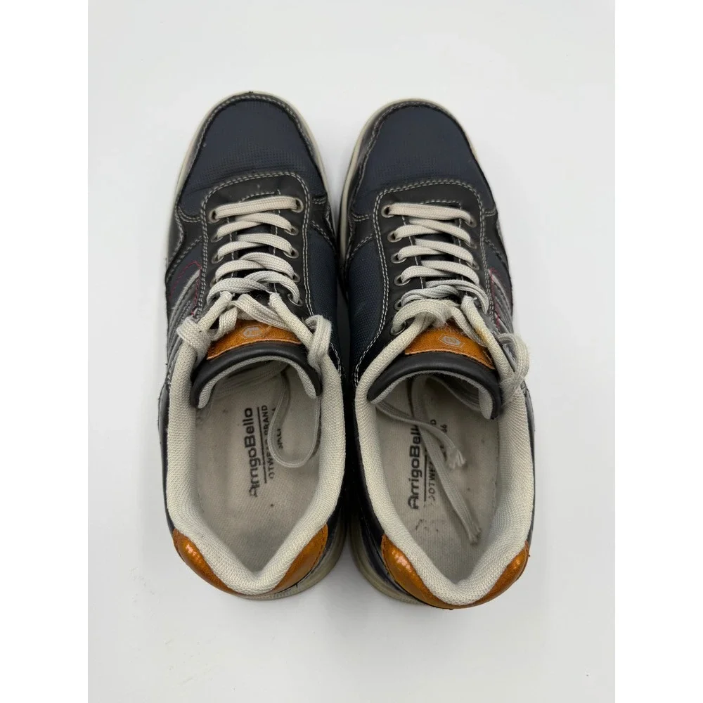 Arrigo Bello Mens Casual Sneakers Black Navy Low Top Lace Up Shoes Size 8